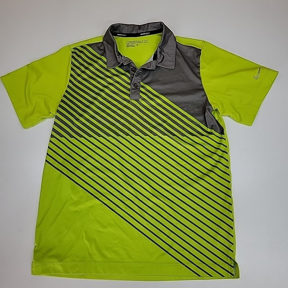 Nike Golf Tour Performance Dri Fit Polo Men's L Lime Grey Activewear Athleisure